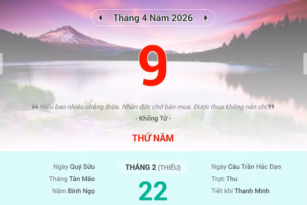 Lịch âm 9/4 - Xem lịch âm ngày 9/4