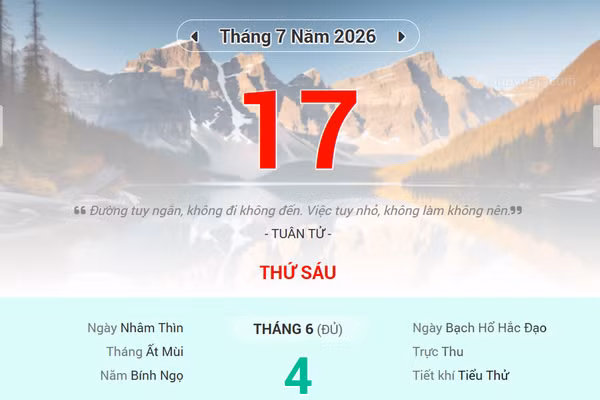Lịch âm 17/7 - Xem lịch âm ngày 17/7