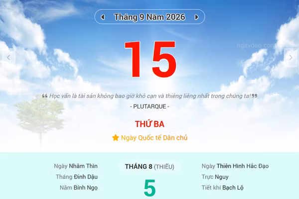 Lịch âm 15/9 - Xem lịch âm ngày 15/9