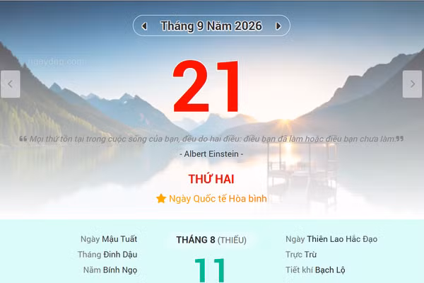 Lịch âm 21/9 - Xem lịch âm ngày 21/9