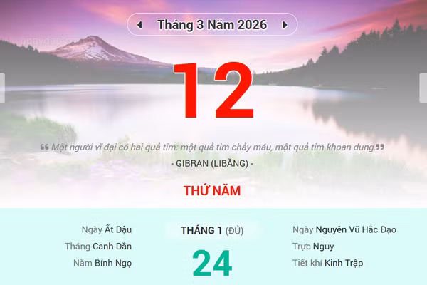 Lịch âm 12/3 - Xem lịch âm ngày 12/3
