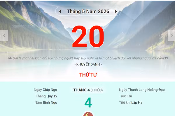 Lịch âm 20/5 - Xem lịch âm ngày 20/5