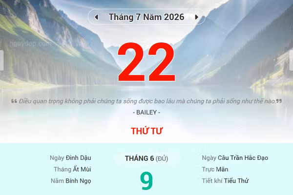 Lịch âm 22/7 - Xem lịch âm ngày 22/7