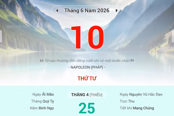 Lịch âm 10/6 - Xem lịch âm ngày 10/6