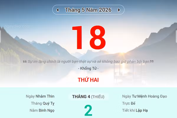 Lịch âm 18/5 - Xem lịch âm ngày 18/5