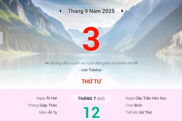 Lịch âm 3/9 - Xem lịch âm ngày 3/9