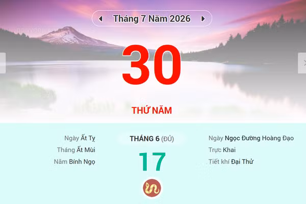 Lịch âm 30/7 - Xem lịch âm ngày 30/7