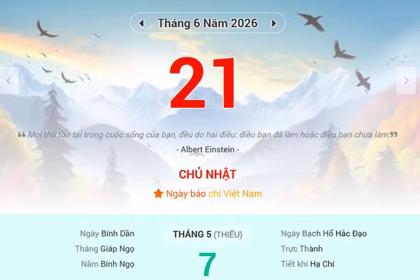 Lịch âm 21/6 - Xem lịch âm ngày 21/6