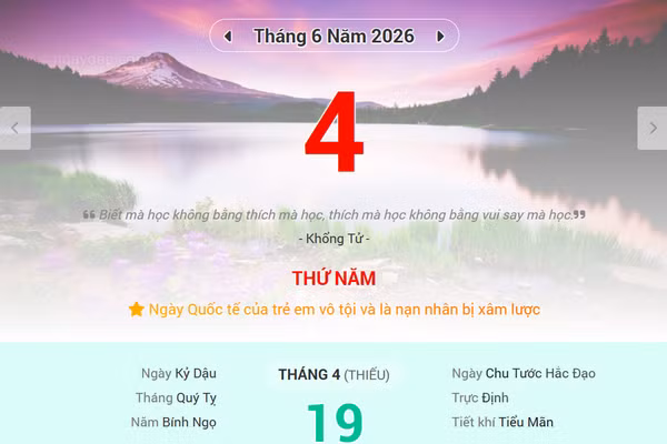 Lịch âm 4/6 - Xem lịch âm ngày 4/6