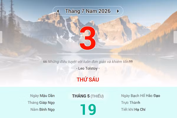 Lịch âm 3/7 - Xem lịch âm ngày 3/7