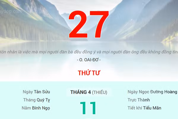 Lịch âm 27/5 - Xem lịch âm ngày 27/5