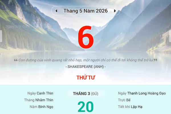 Lịch âm 6/5 - Xem lịch âm ngày 6/5