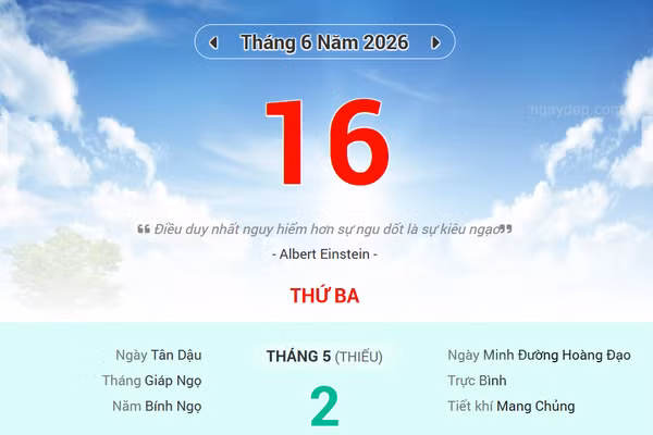 Lịch âm 16/6 - Xem lịch âm ngày 16/6