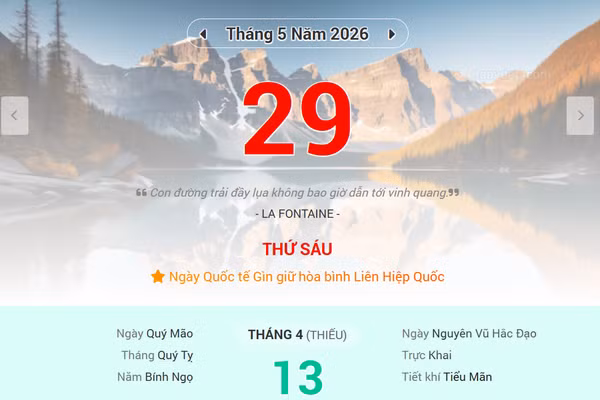 Lịch âm 29/5 - Xem lịch âm ngày 29/5