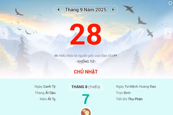 Lịch âm 28/9 - Xem lịch âm ngày 28/9