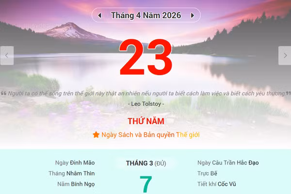 Lịch âm 23/4 - Xem lịch âm ngày 23/4