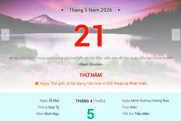Lịch âm 21/5 - Xem lịch âm ngày 21/5