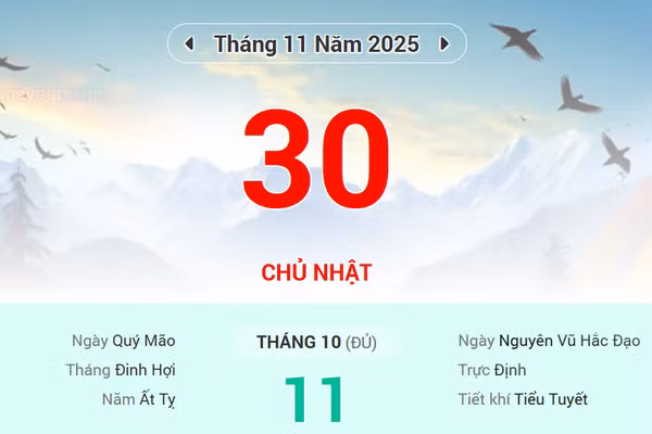 Lịch âm 30/11 - Xem lịch âm ngày 30/11