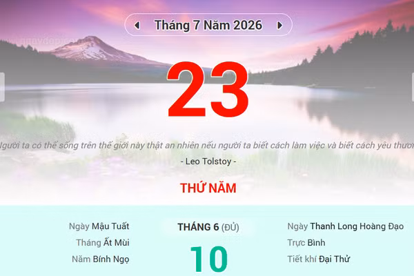 Lịch âm 23/7 - Xem lịch âm ngày 23/7