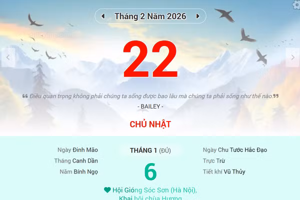 Lịch âm 22/2 - Xem lịch âm ngày 22/2