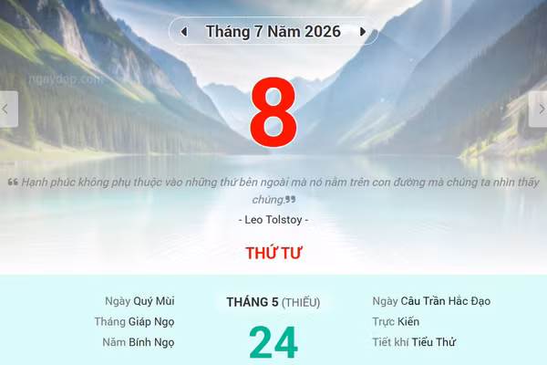 Lịch âm 8/7 - Xem lịch âm ngày 8/7