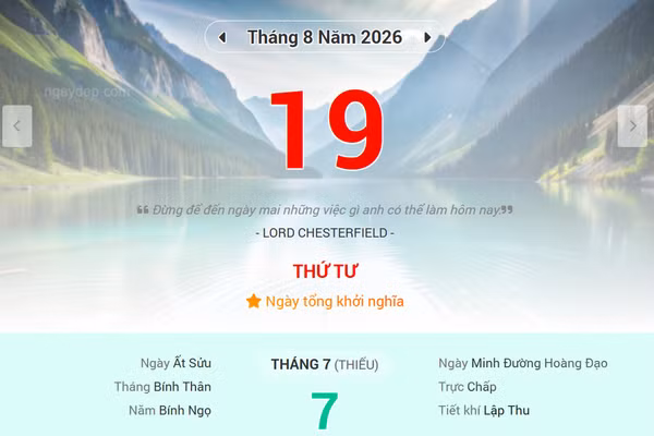 Lịch âm 19/8 - Xem lịch âm ngày 19/8