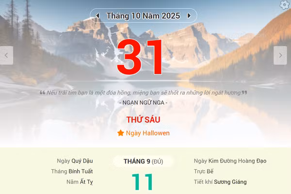 Lịch âm 31/10 - Xem lịch âm ngày 31/10