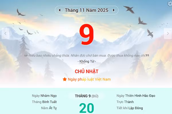 Lịch âm 9/11 - Xem lịch âm ngày 9/11