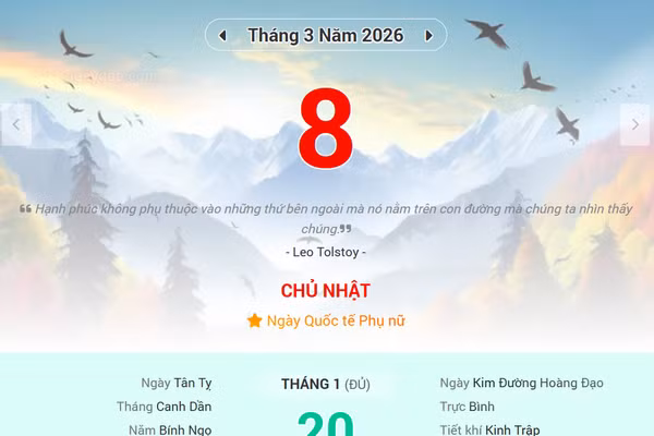 Lịch âm 8/3 - Xem lịch âm ngày 8/3