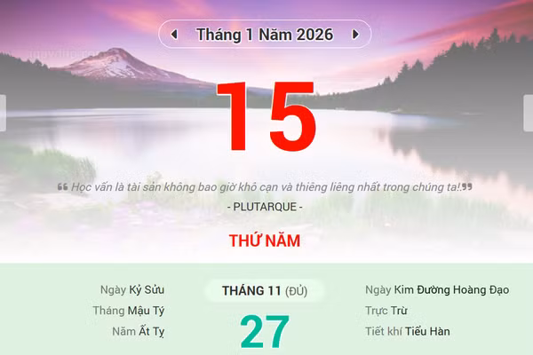 Lịch âm 15/1 - Xem lịch âm ngày 15/1/2026