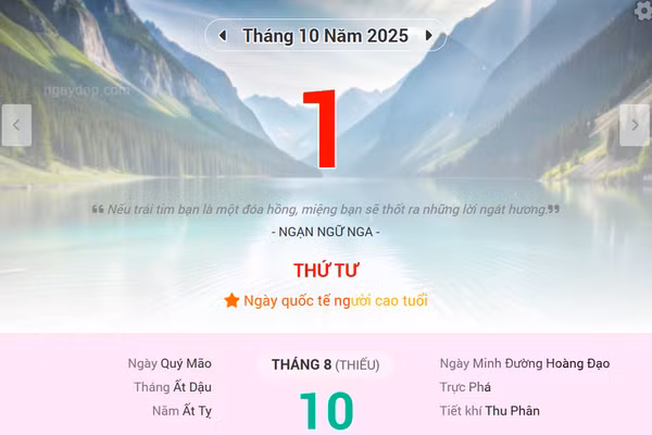 Lịch âm 1/10 - Xem lịch âm ngày 1/10