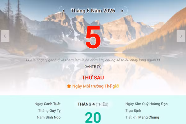 Lịch âm 5/6 - Xem lịch âm ngày 5/6