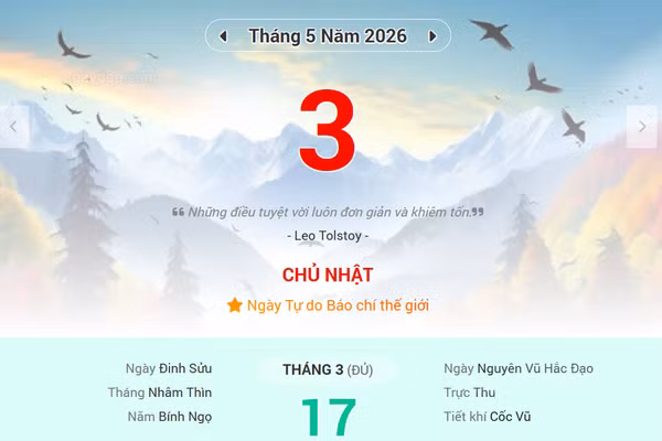 Lịch âm 3/5 - Xem lịch âm ngày 3/5