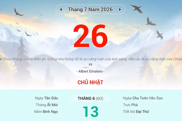 Lịch âm 26/7 - Xem lịch âm ngày 26/7