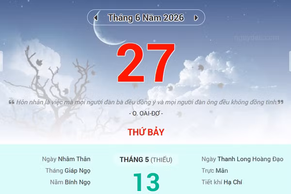 Lịch âm 27/6 - Xem lịch âm ngày 27/6