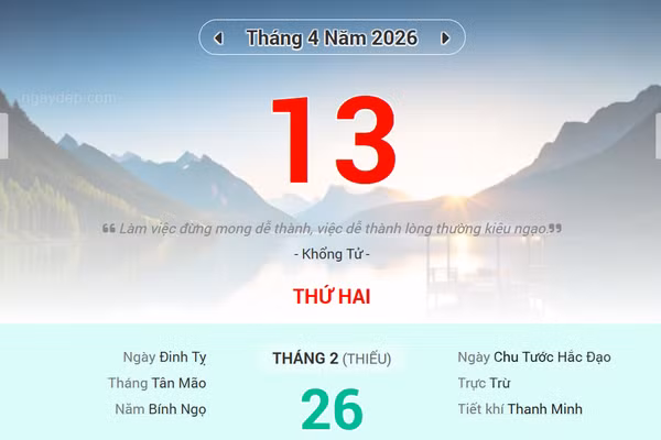 Lịch âm 13/4 - Xem lịch âm ngày 13/4