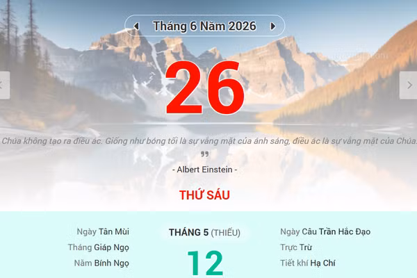 Lịch âm 26/6 - Xem lịch âm ngày 26/6