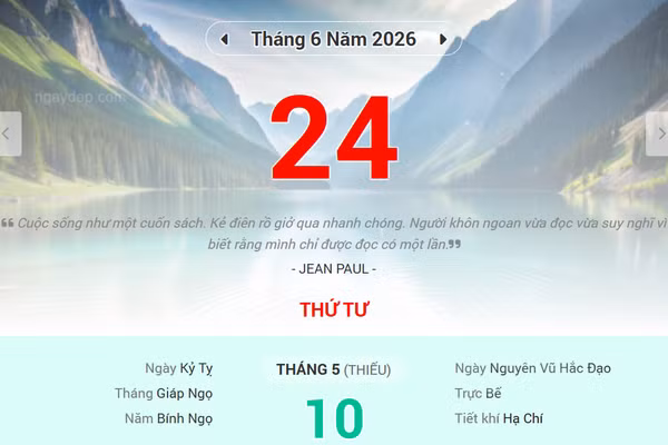 Lịch âm 24/6 - Xem lịch âm ngày 24/6