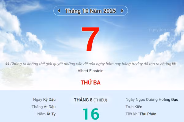 Lịch âm 7/10 - Xem lịch âm ngày 7/10