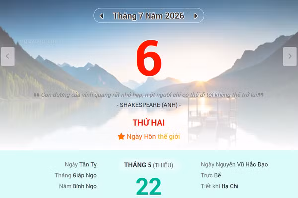 Lịch âm 6/7 - Xem lịch âm ngày 6/7