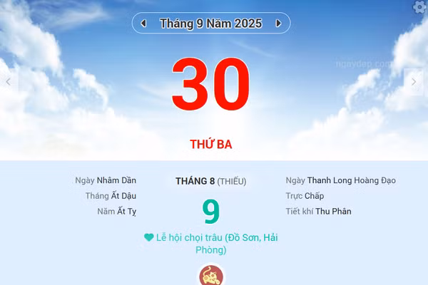 Lịch âm 30/9 - Xem lịch âm ngày 30/9