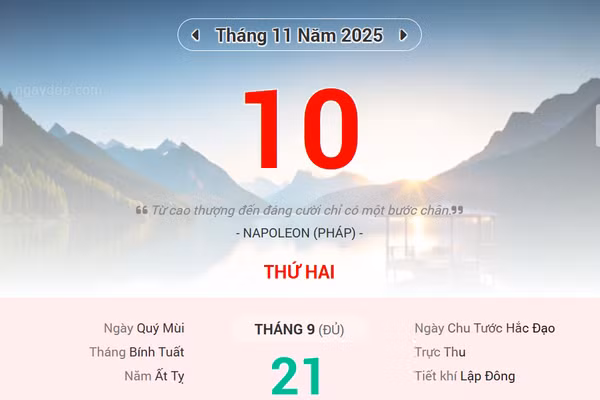 Lịch âm 10/11 - Xem lịch âm ngày 10/11