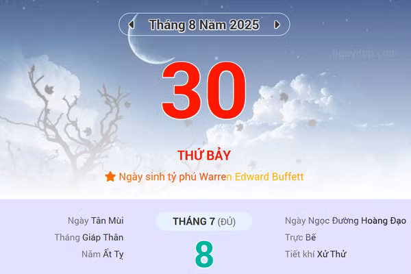Lịch âm 30/8 - Xem lịch âm ngày 30/8