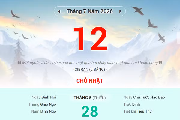 Lịch âm 12/7 - Xem lịch âm ngày 12/7