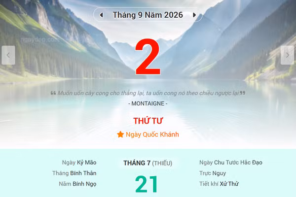 Lịch âm 2/9 - Xem lịch âm ngày 2/9