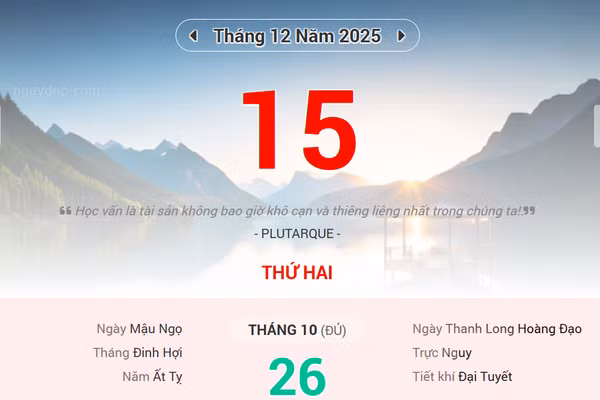 Lịch âm 15/12 - Xem lịch âm ngày 15/12