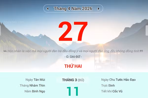 Lịch âm 27/4 - Xem lịch âm ngày 27/4