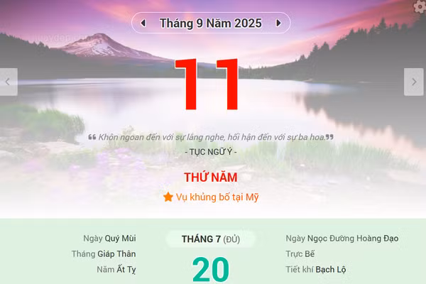Lịch âm 11/9 - Xem lịch âm ngày 11/9