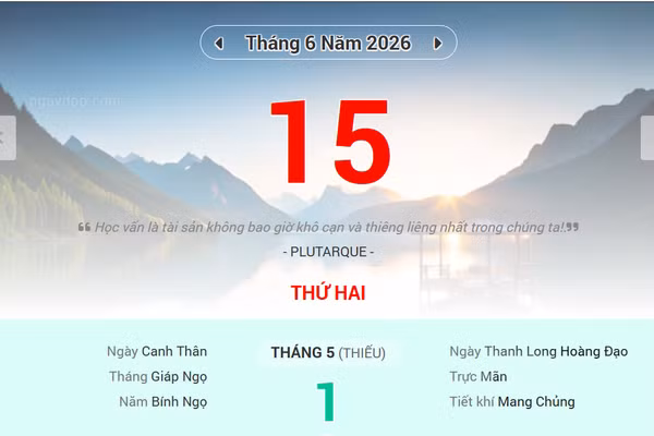 Lịch âm 15/6 - Xem lịch âm ngày 15/6