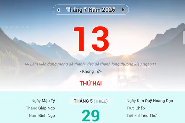 Lịch âm 13/7 - Xem lịch âm ngày 13/7